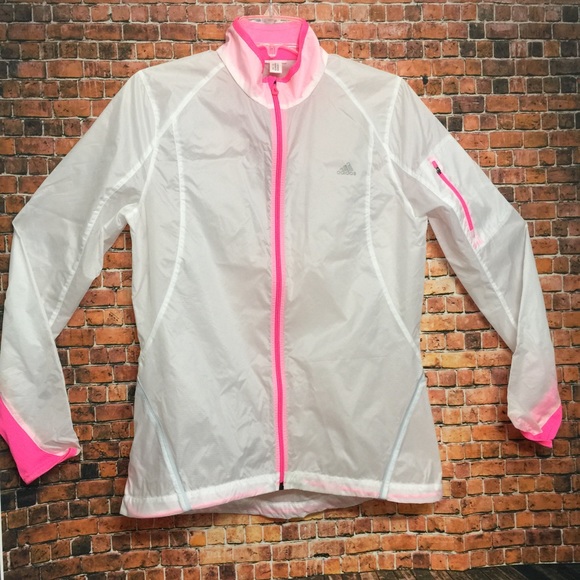 pink and white adidas jacket